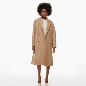 Aritzia Tan Double-Breasted Coat